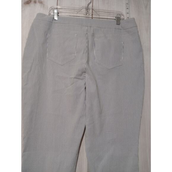 Mario Serrani Pants Womens XL Blue White Striped Cropped Stretch Rayon Slit Hem - Picture 5 of 8